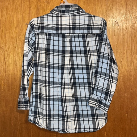 •CRAZY 8•LITTLE BOYS' BLUE PLAID FLANNEL BUTTON UP TOP SIZE 5-6 100% COTTON - Picture 4 of 7